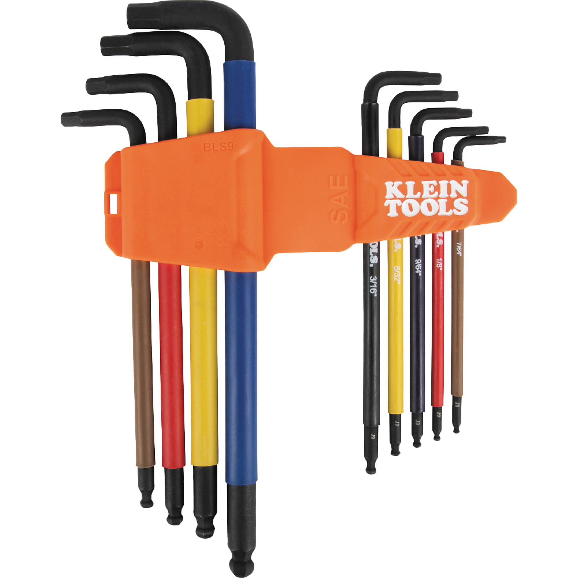 Klein Tools, Color-Coded Extra-Long L Style Hex Key Caddy Set,, Pieces (qty.) 9 Model# BLS9